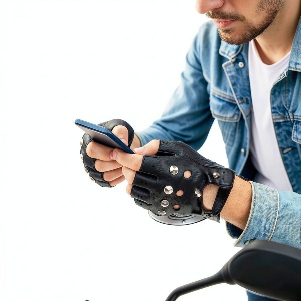 Styquenzer Black PU Leather Motorcycle Gloves-3