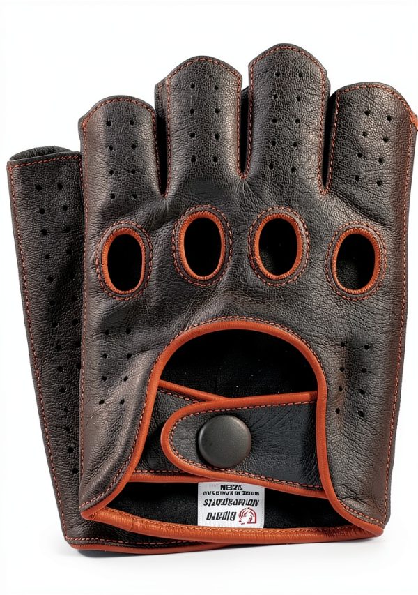 Riparo Leather Fingerless Motorcycle Gloves Men-0