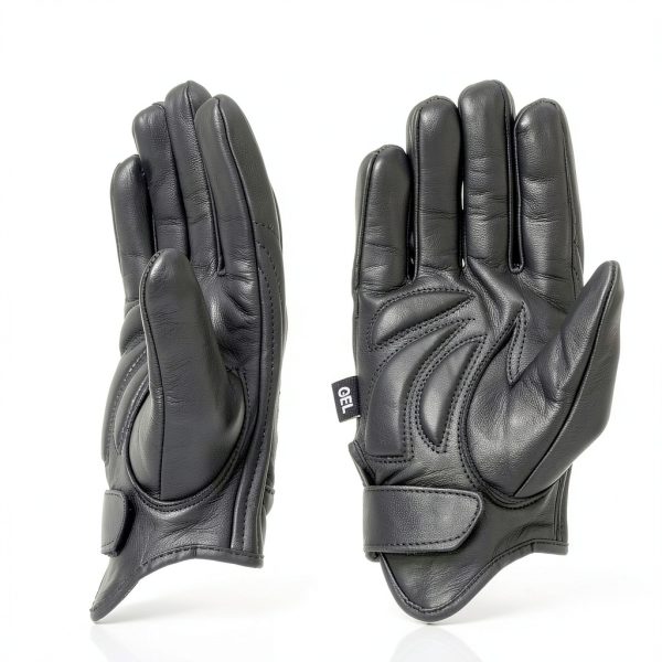 Shaf Black Motorcycle Gloves MG7570 Full‑Grain Cowhide Gel Palm-5