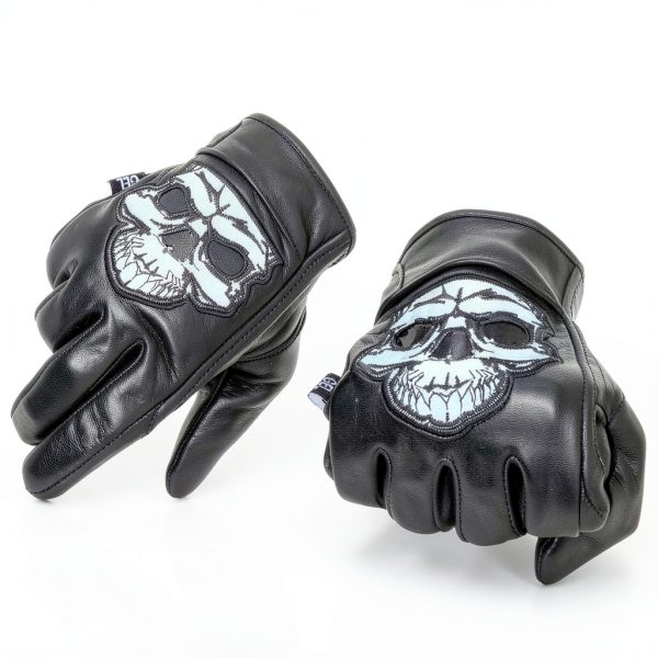 Shaf Black Motorcycle Gloves MG7570 Full‑Grain Cowhide Gel Palm-1