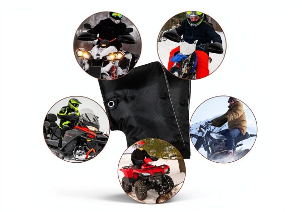 YUNVI Waterproof Motorcycle Gloves Black One Size ATV Hand Muffs-6