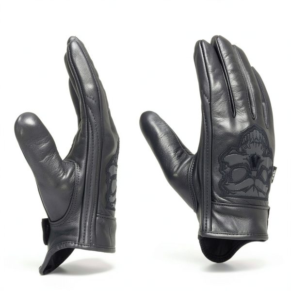 Shaf Black Motorcycle Gloves MG7570 Full‑Grain Cowhide Gel Palm-2