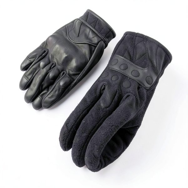 Harssidanzar Leather Motorcycle Gloves Black Fleece Lined Touchscreen-1