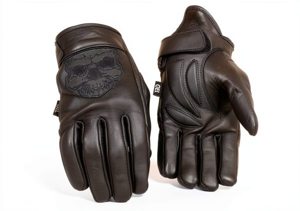 Shaf Black Motorcycle Gloves MG7570 Full‑Grain Cowhide Gel Palm-3