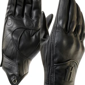 Harssidanzar Leather Motorcycle Gloves Black Fleece Lined Touchscreen-0
