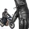 Leather Motorcycle Gloves Jackets 4 Bikes Padded Water Resistant Black-4