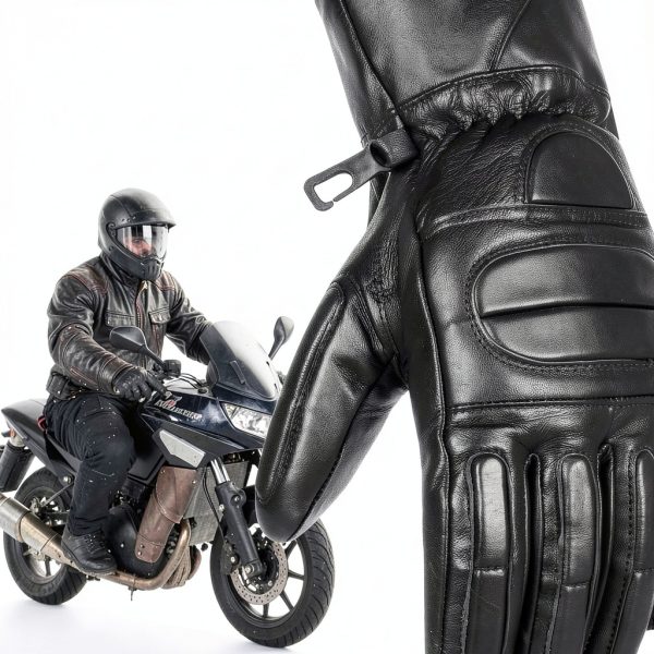 Leather Motorcycle Gloves Jackets 4 Bikes Padded Water Resistant Black-4