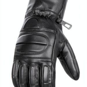Leather Motorcycle Gloves Jackets 4 Bikes Padded Water Resistant Black-0