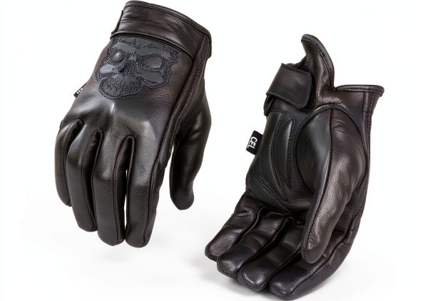 Shaf Black Motorcycle Gloves MG7570 Full‑Grain Cowhide Gel Palm-0