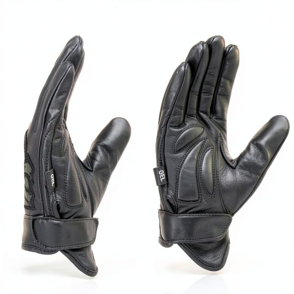 Shaf Black Motorcycle Gloves MG7570 Full‑Grain Cowhide Gel Palm-4