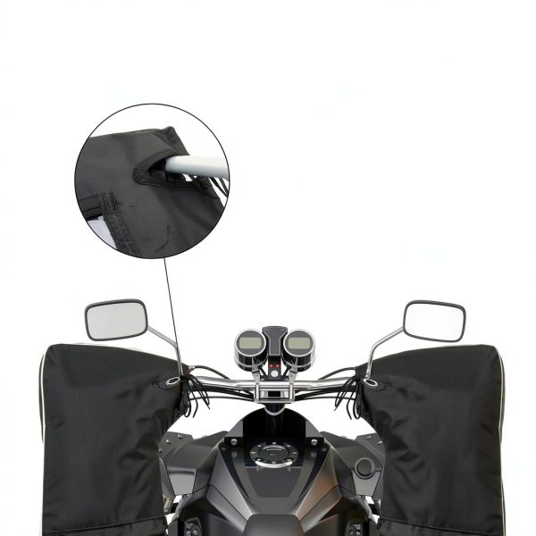 YUNVI Waterproof Motorcycle Gloves Black One Size ATV Hand Muffs-5